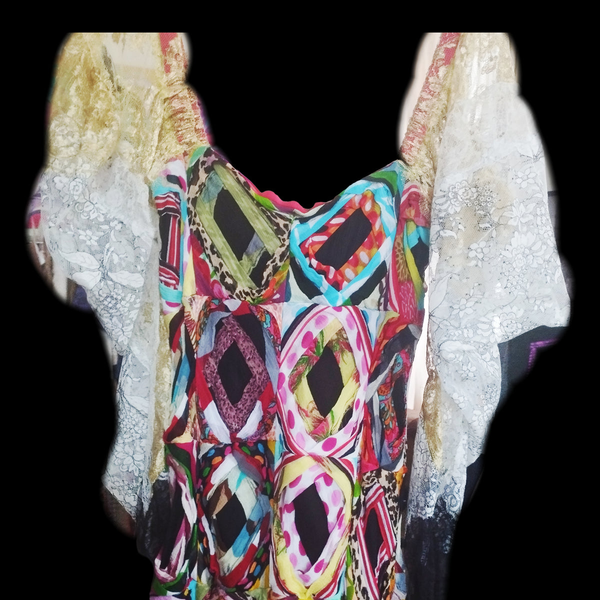 Vintage Packwork Dress with Angels Wings - PAULINA'S FRIENDS