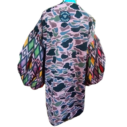 Camouflage Ikat long coat - PAULINA'S FRIENDS