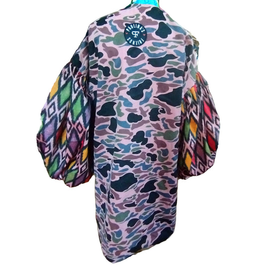 Camouflage Ikat long coat - PAULINA'S FRIENDS