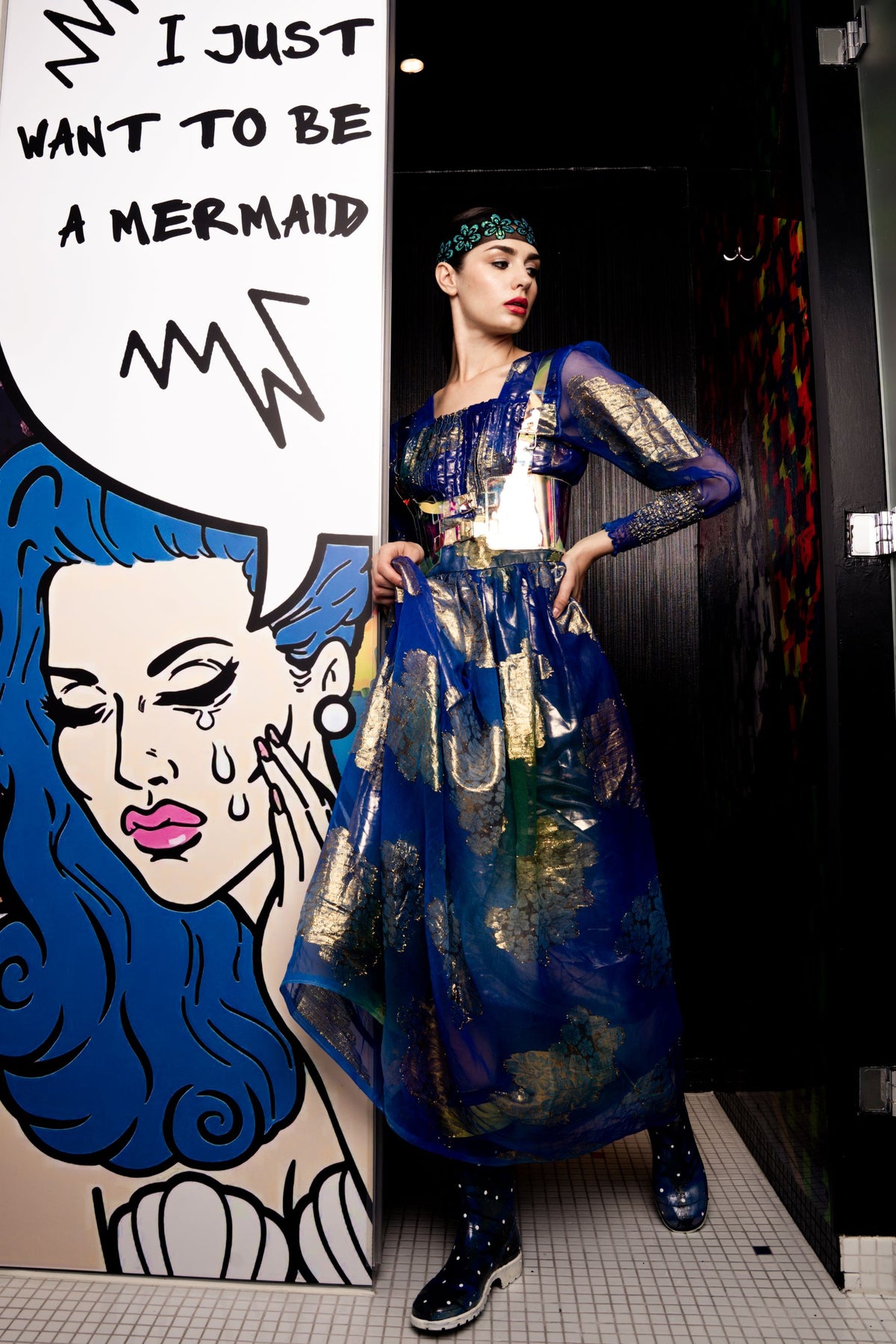 Holographic Golden Blue Dress - PAULINA'S FRIENDS