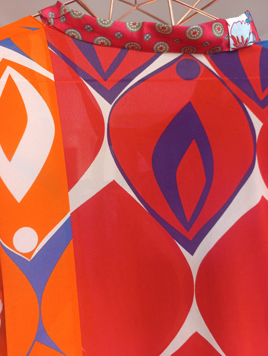 Orange blue tie top