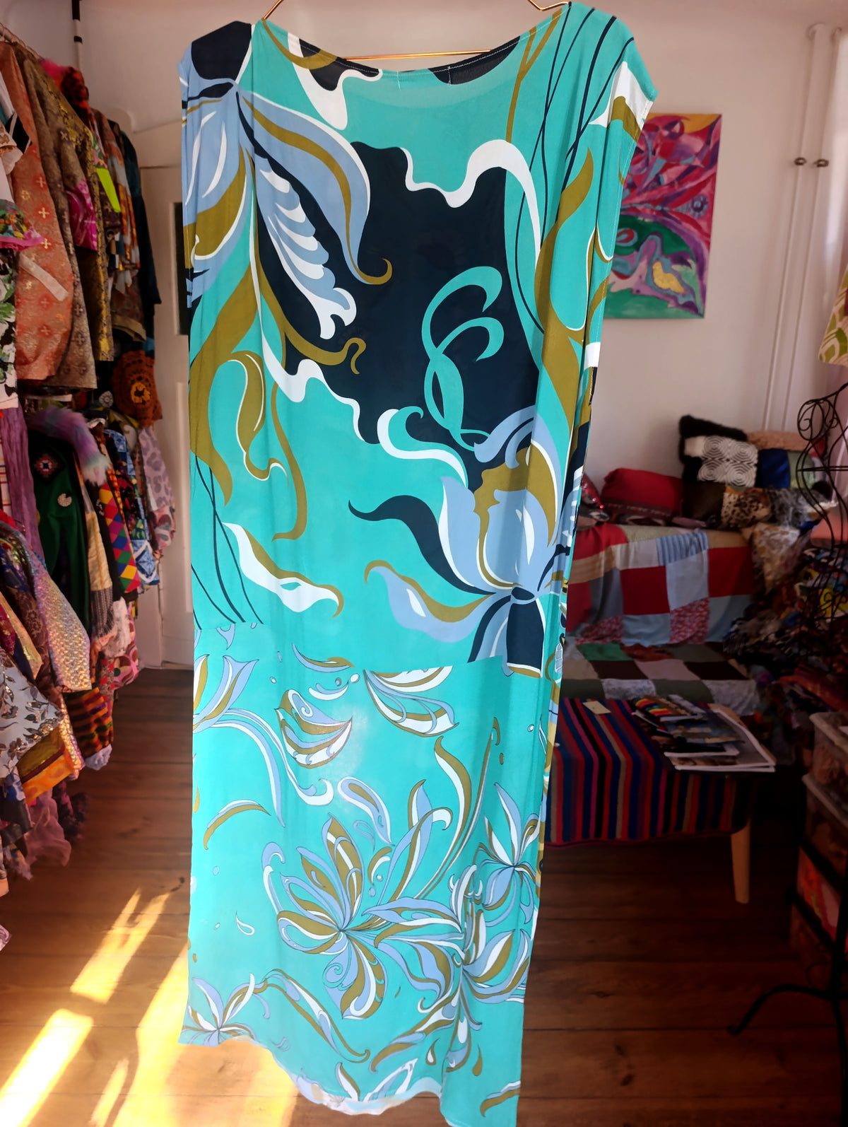 Turquoise floral dress
