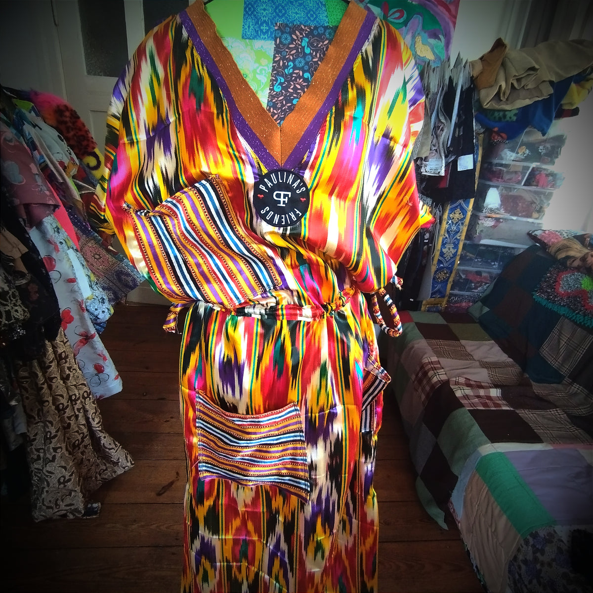 Uzbek ikat silk long dress - PAULINA'S FRIENDS