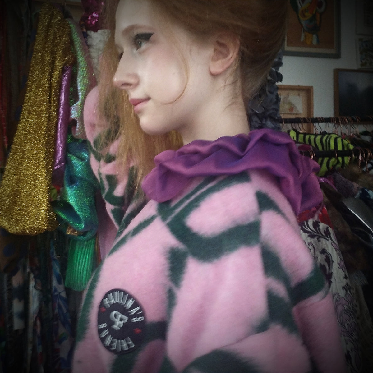 Plush pink harlequin bomber - PAULINA'S FRIENDS
