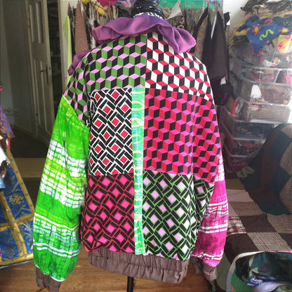 Plush pink harlequin bomber - PAULINA'S FRIENDS