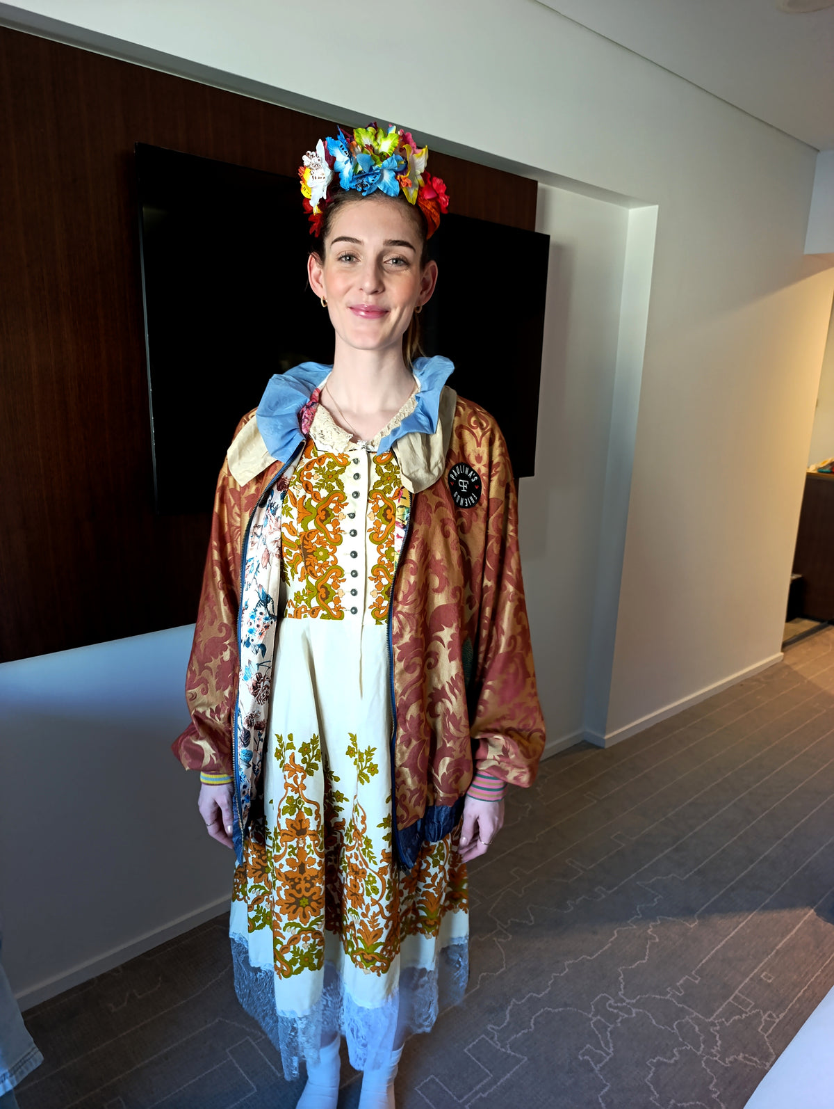 Folklore dress with lace sleeves - PAULINA'S FRIENDS
