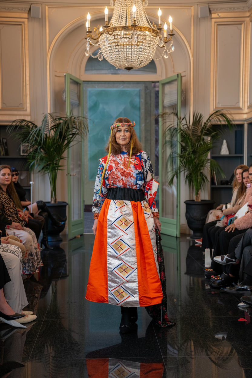 Orange obi skirt