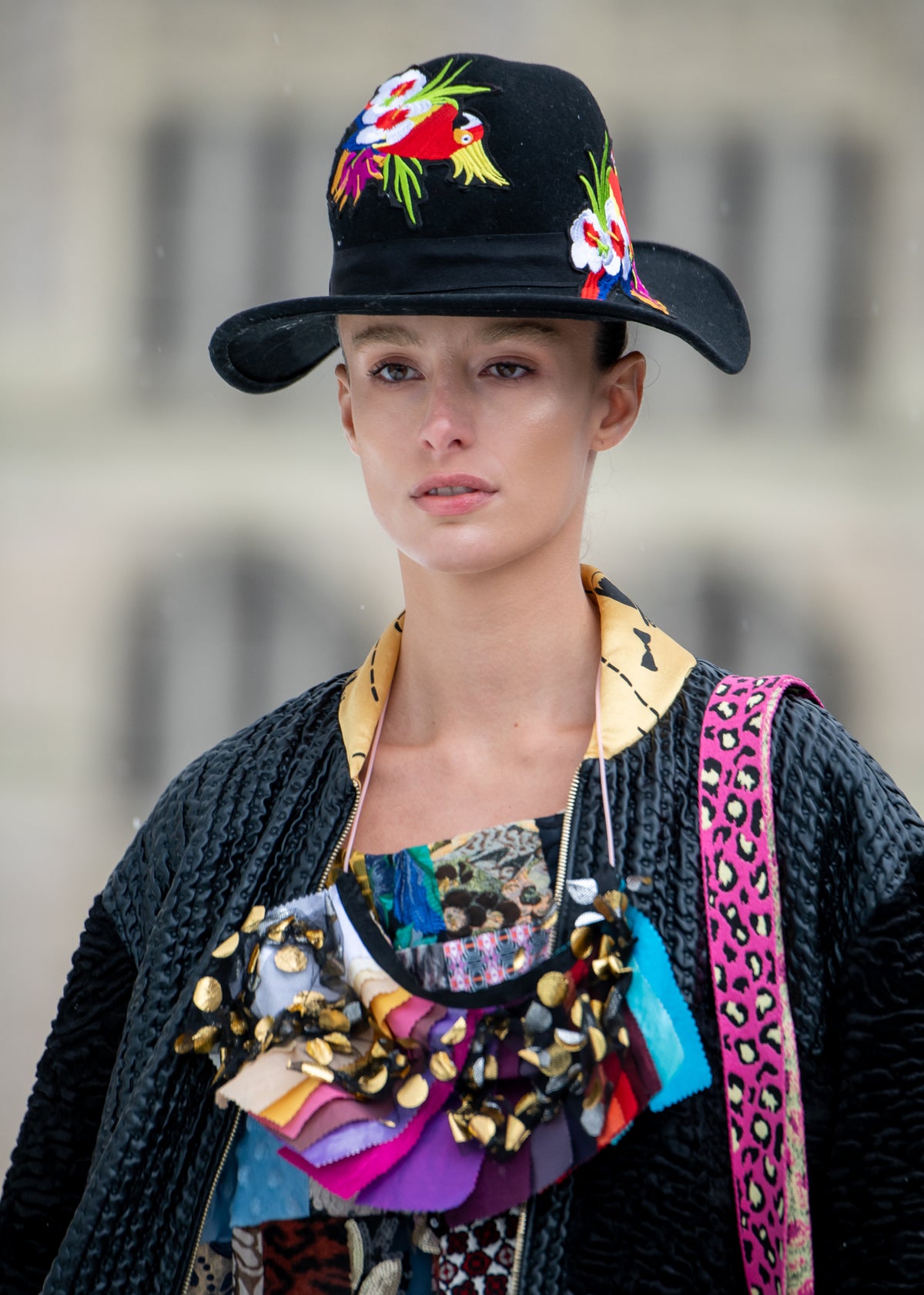 Black Flowers Hat - PAULINA'S FRIENDS
