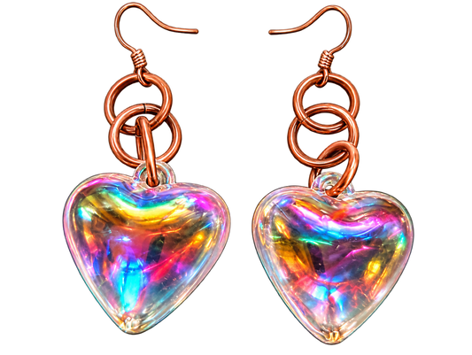 Holographic hearts earrlings
