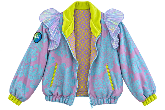 Neon ruffle bomber