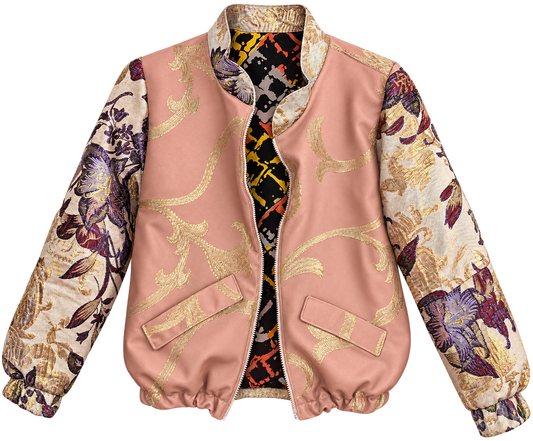 Short pink brocade bomber