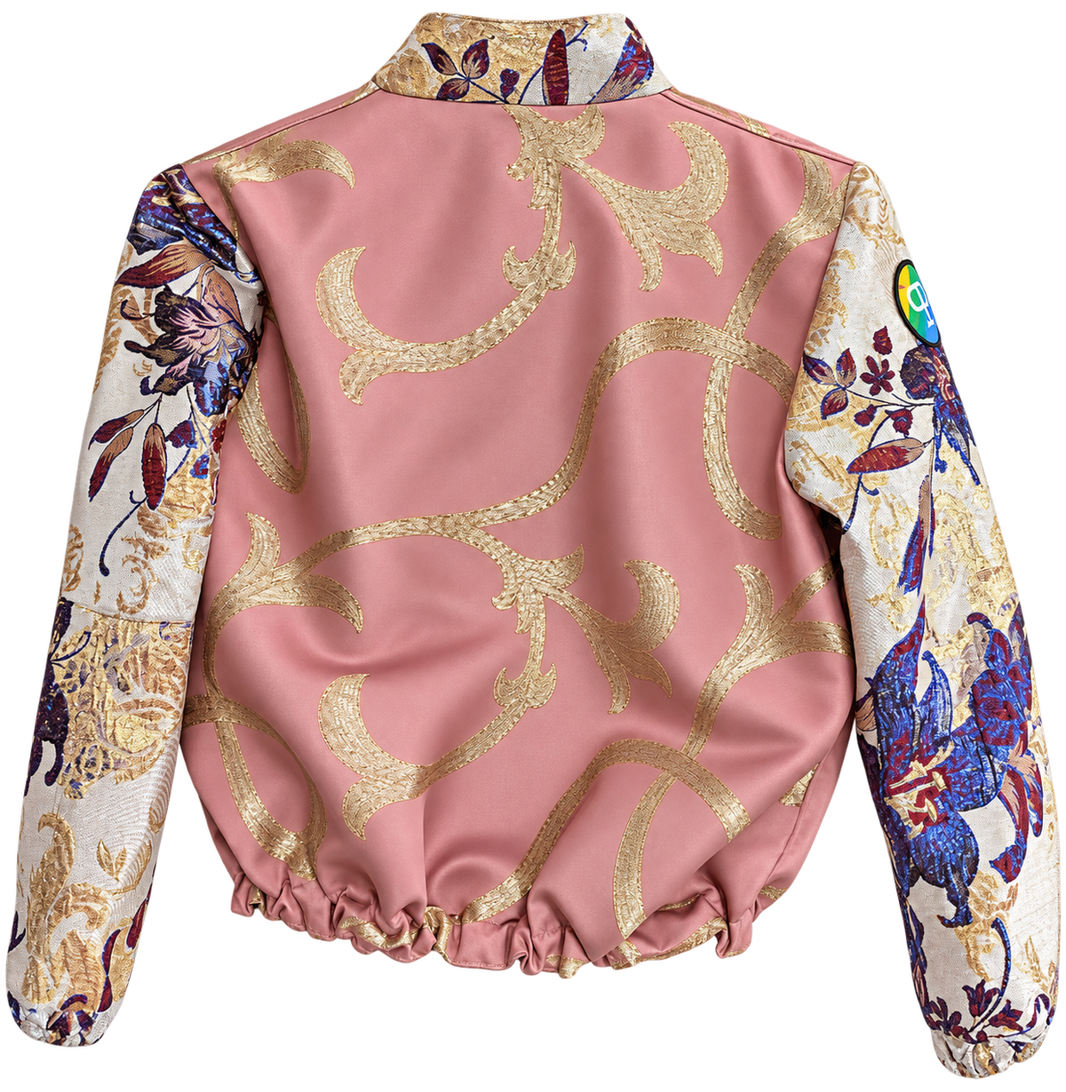 Short pink brocade bomber