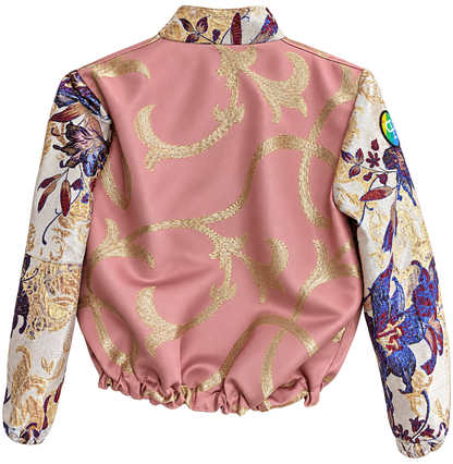 Short pink brocade bomber