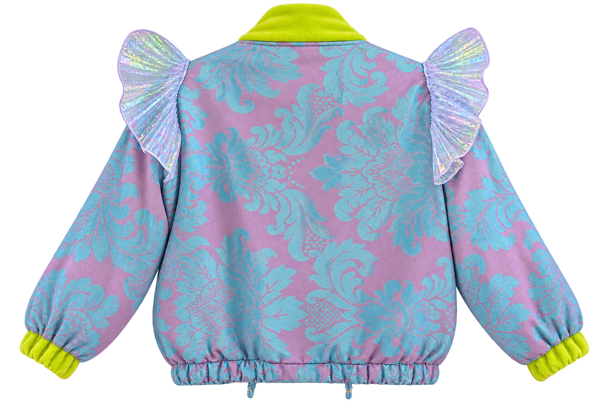Neon ruffle bomber