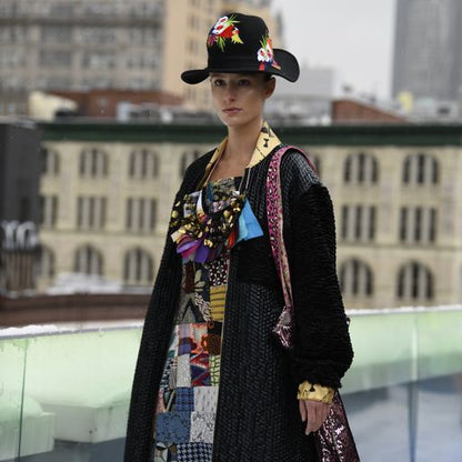 Black Flowers Hat - PAULINA'S FRIENDS