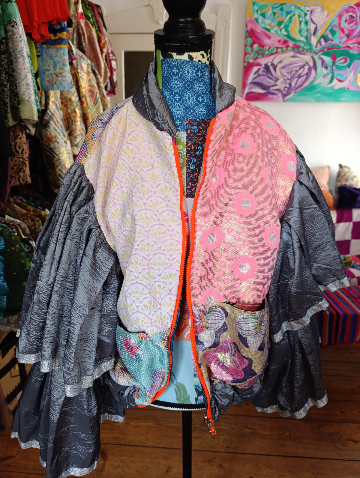 Grey sleeves ruffled bomber - PAULINA'S FRIENDS