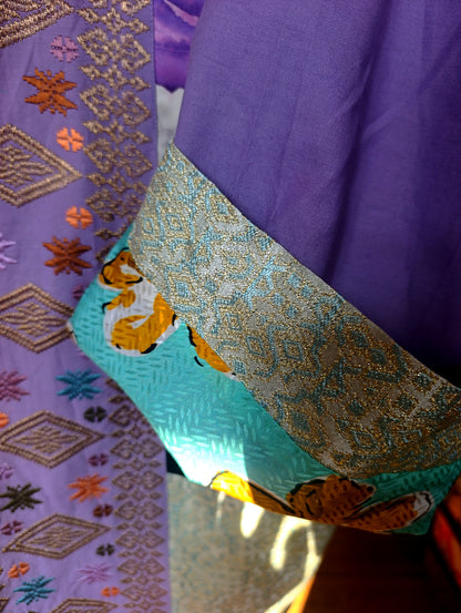 Yellow lila embroidery kimono - PAULINA'S FRIENDS